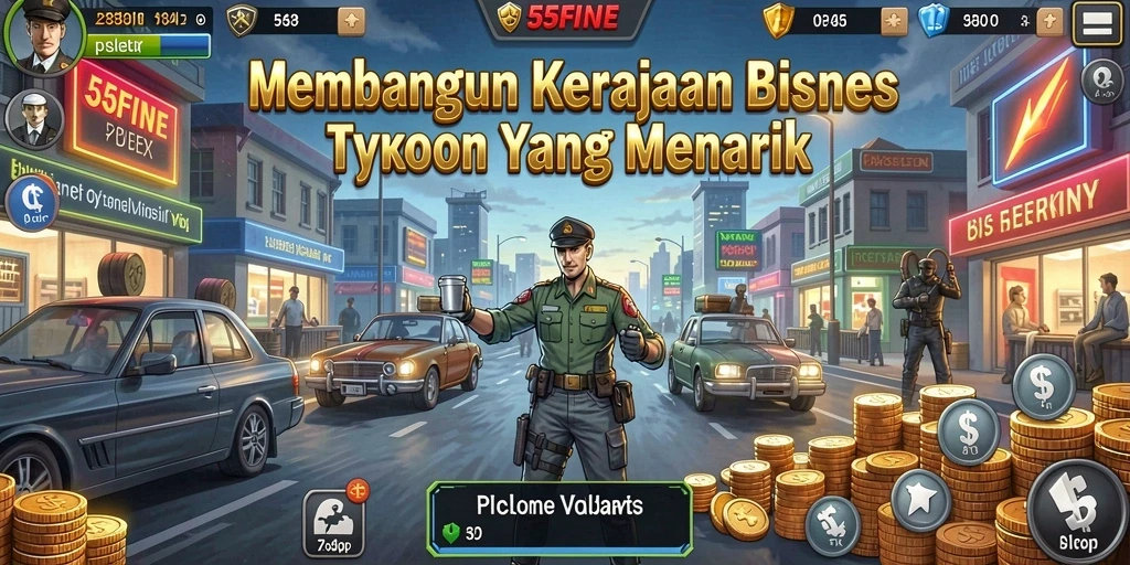 Tampilan gameplay seru dalam membangun bisnis di 55FIVE.