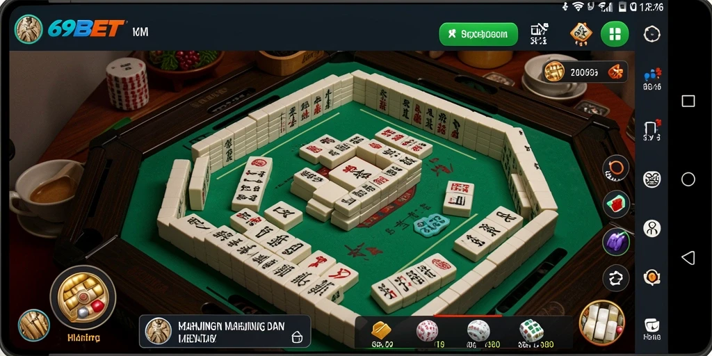 Screenshot gameplay seru 69BET menampilkan aksi Mahjong yang mendebarkan.
