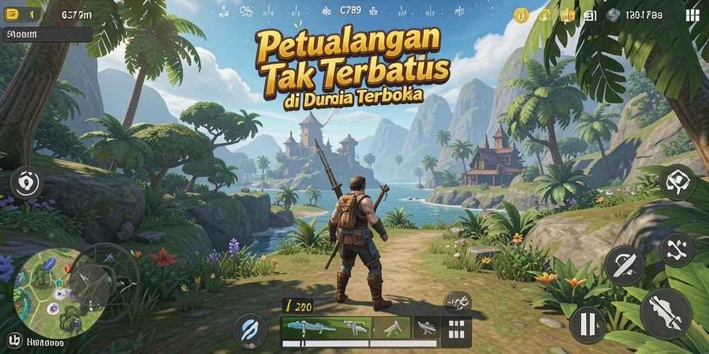 Screenshot gameplay C789 menggambarkan dunia terbuka yang menakjubkan.
