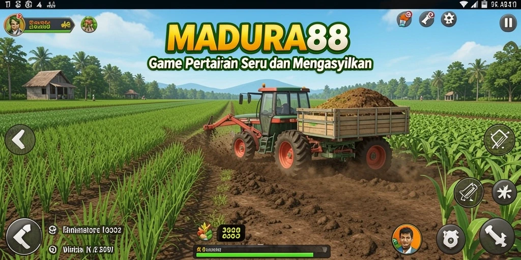 Screenshot gameplay MADURA88 yang memperlihatkan aktivitas bertani.