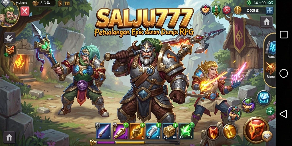 Tangkapan layar gameplay SALJU777 menunjukkan petualangan epik dalam RPG.