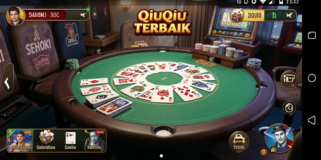 Tampilan gameplay menegangkan di SEHOKI dengan kartu QiuQiu yang menarik.