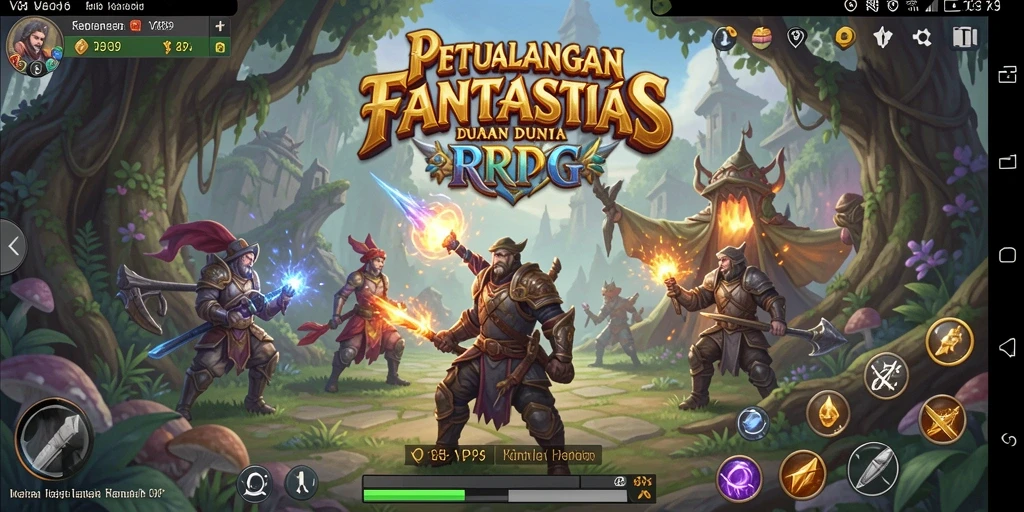 Screenshot gameplay V89 yang menampilkan aksi pertarungan epik dalam RPG.